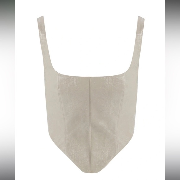 NEW Naked Wardrobe Cream CROC V CUT CORSET TOP with Lace Up - Picture 5 of 6